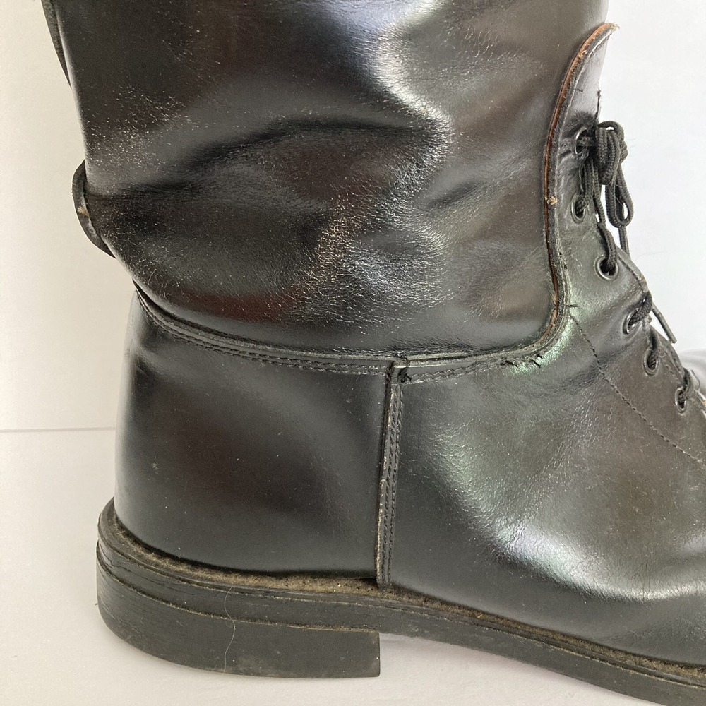 Vtg Service Riding Apparel Black Leather Boots 9.5 E Wide Yonkers NY Made in USA - Picture 3 of 16